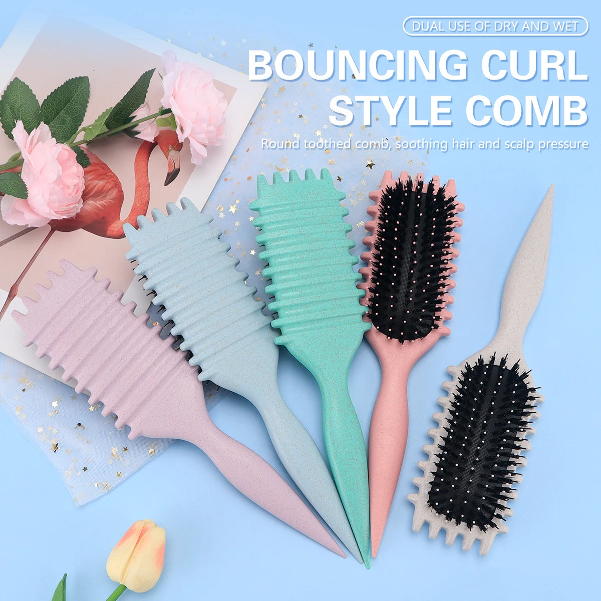 Brush for combing and styling male and female curls