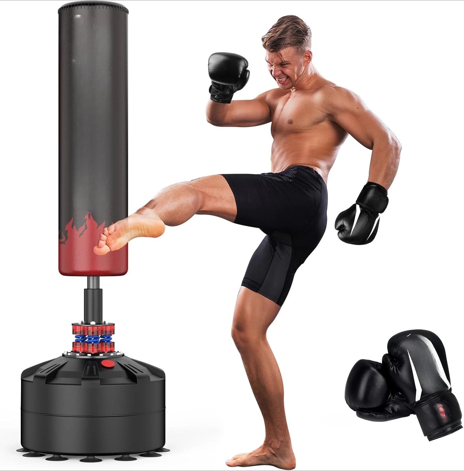 Punching Bag with Boxing Gloves