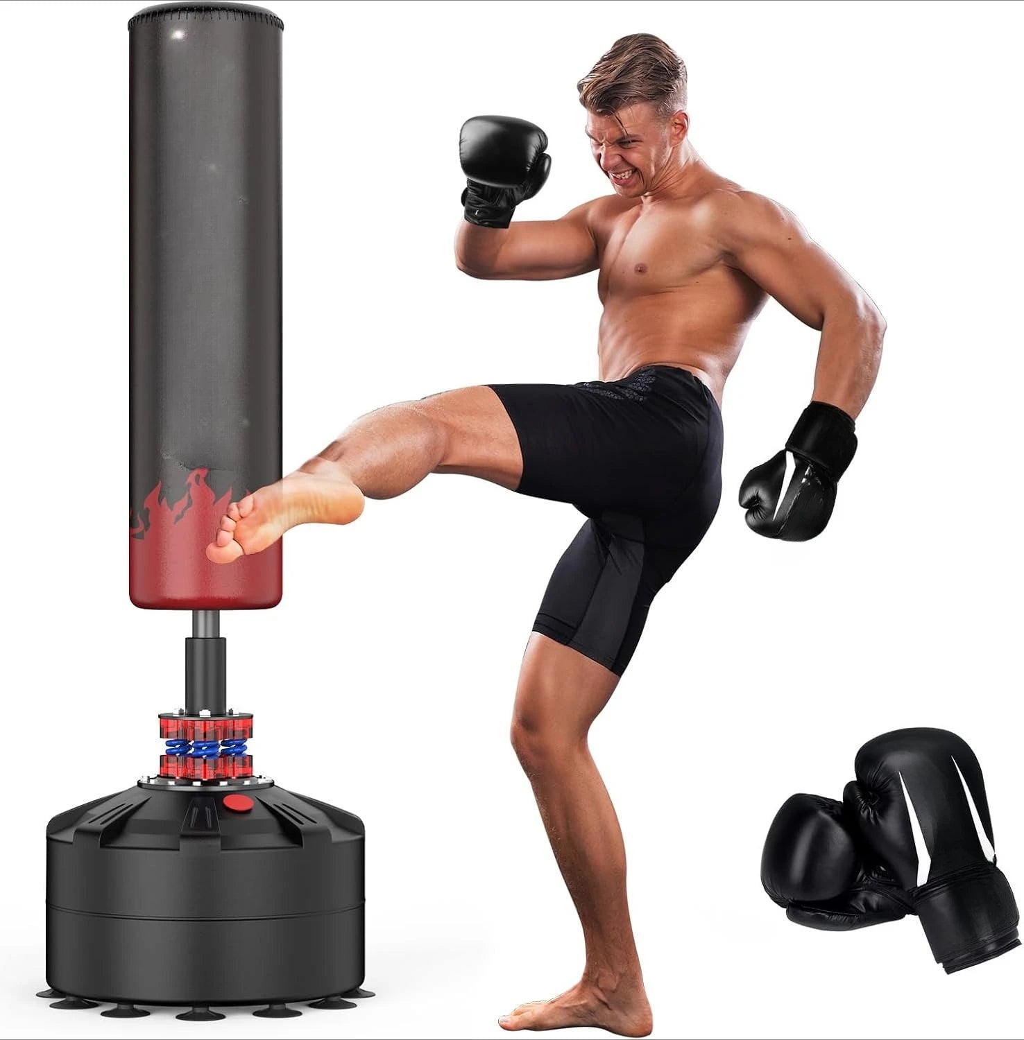 Punching Bag with Boxing Gloves