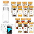 12 pcs Glass Spice Jars with Bamboo Lids