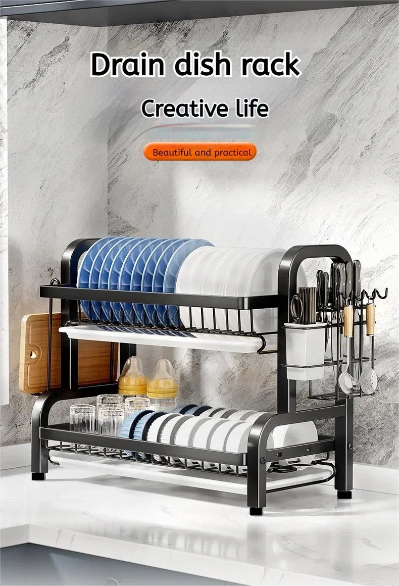 Multi-functional 2-Tier Dish Rack