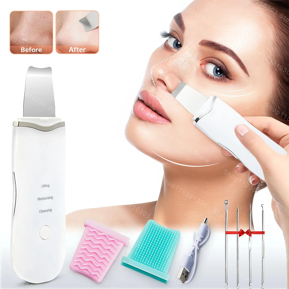 Electric Ultrasonic Skin Scrubber Face Spatula