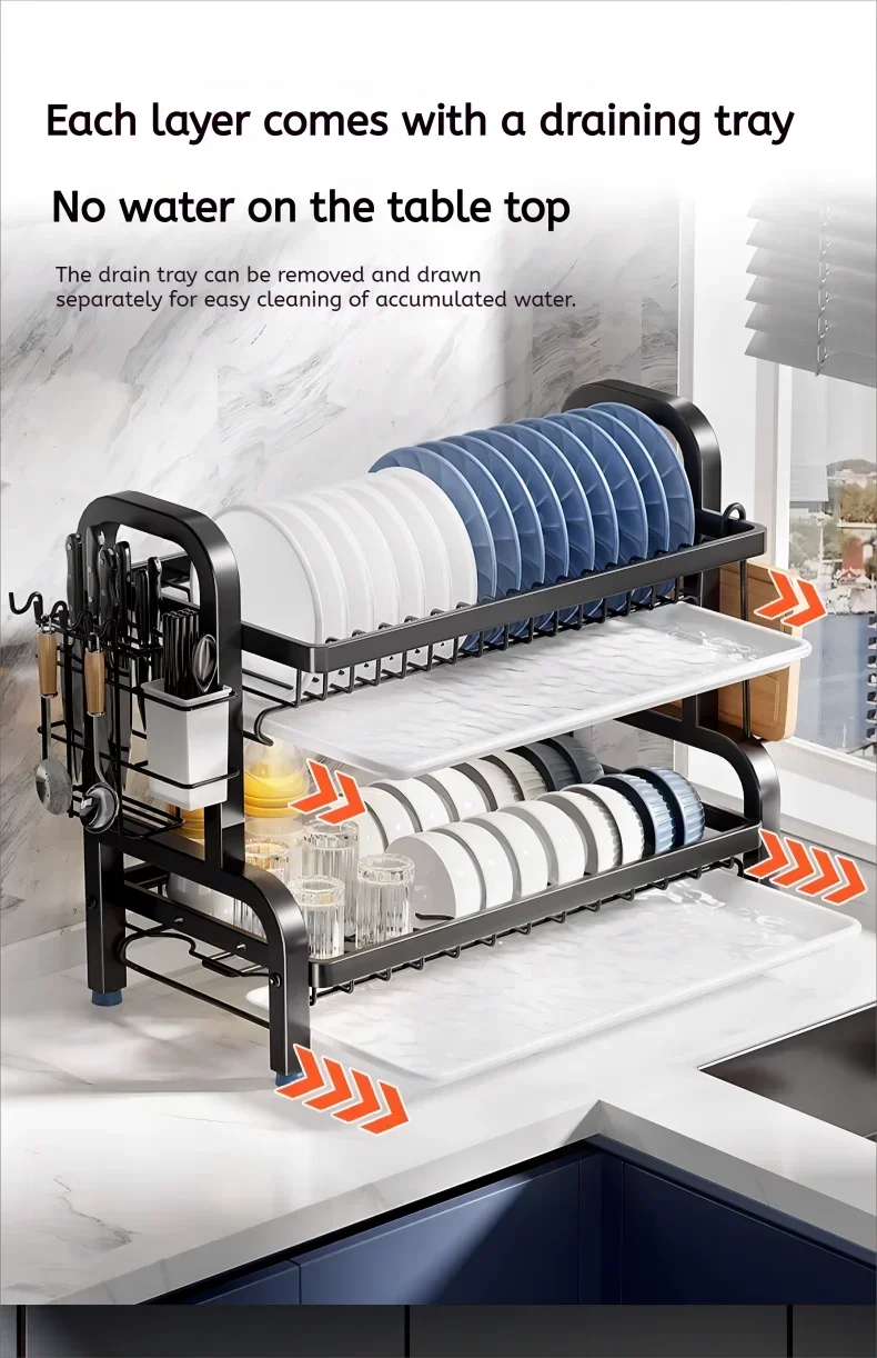 Multi-functional 2-Tier Dish Rack