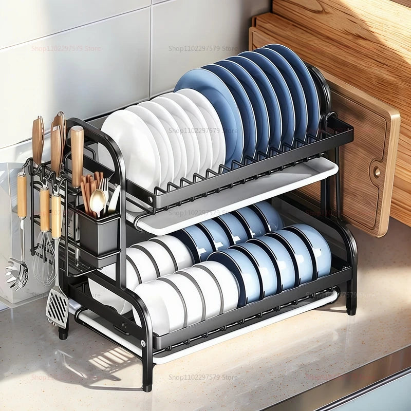 Multi-functional 2-Tier Dish Rack