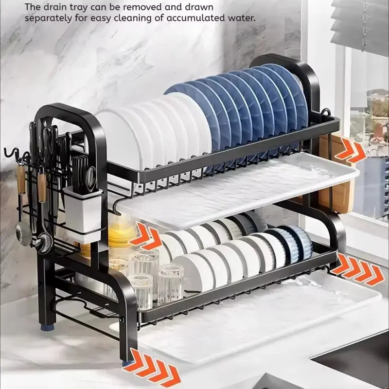 Multi-functional 2-Tier Dish Rack