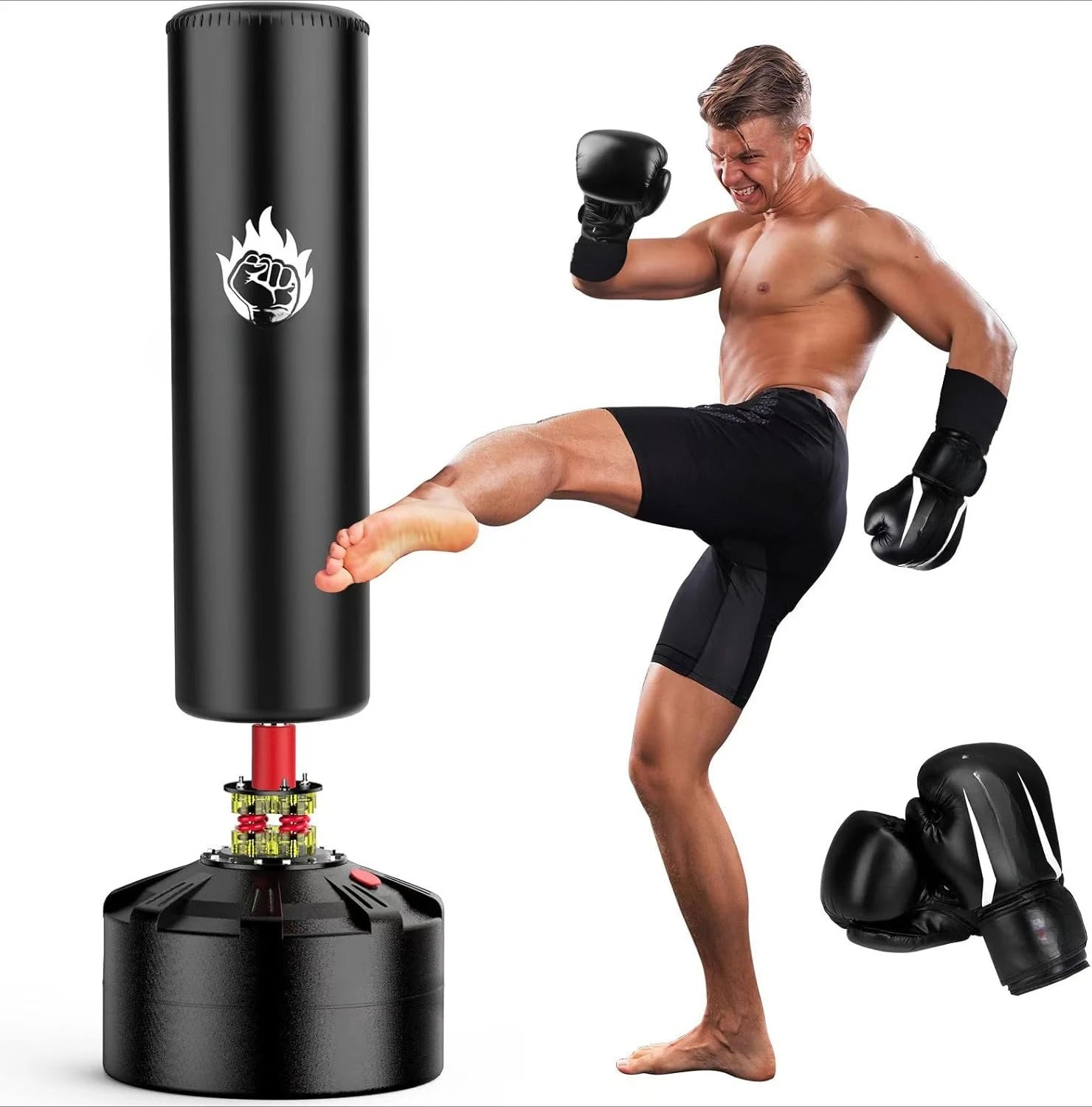Punching Bag with Boxing Gloves